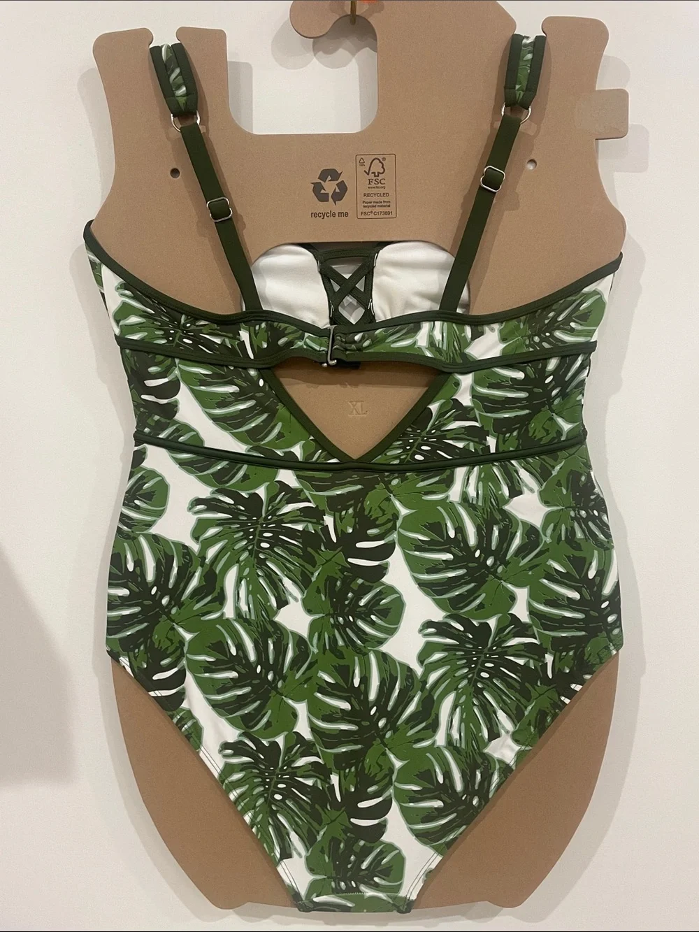 🍉 Adore Me Olive Green Tropical Lace-Up One-Piece Swimsuit